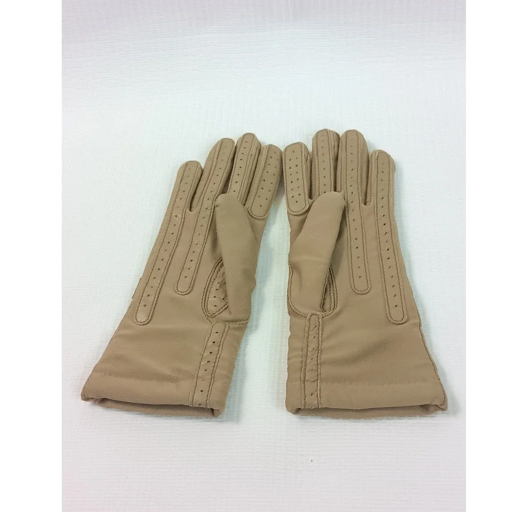 Isotoner Warm-Ups by ARIS Brown Nylon Spandex Lined Gloves One Size Vintage
